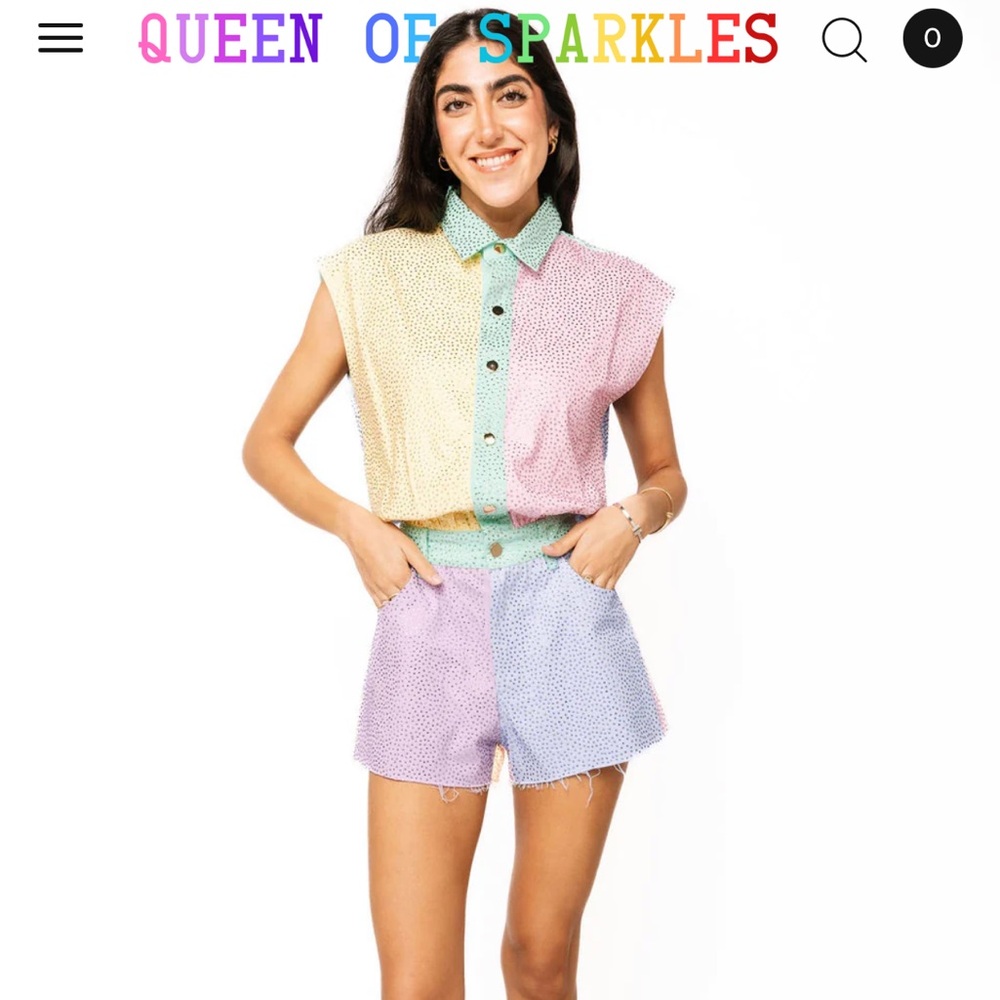 Pastel Colorblock romper Queen of Sparkles BNWT